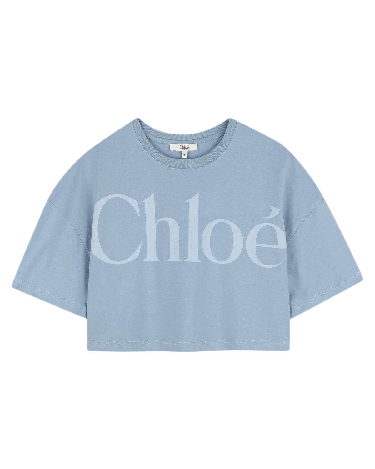 Cropped cotton jersey T-shirt - Blue Grey