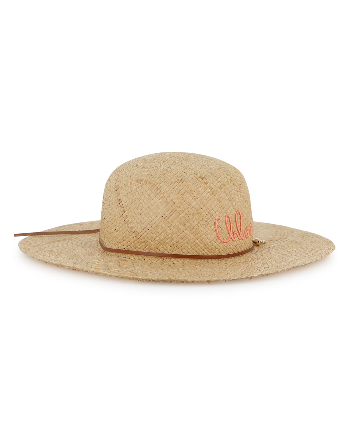 Capeline en raphia avec logo - Peach