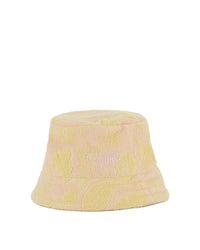 Bob en éponge jacquard avec motif floral - Rose Jaune