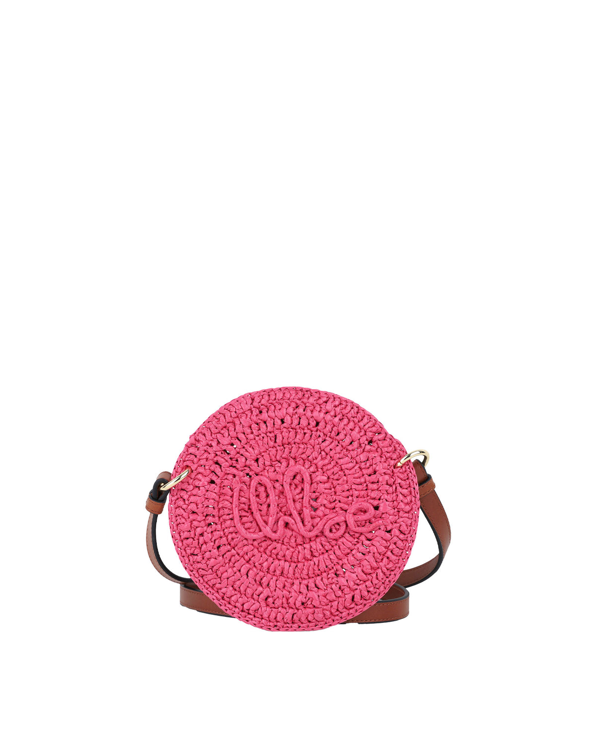 Sac bandoulière rond en tressage coloré - Very Fushia