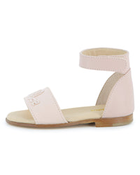 Sandales en cuir et toile de coton avec logo - Petal Pink