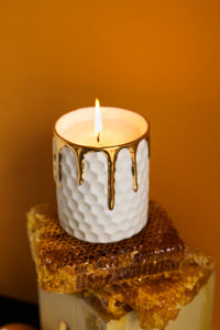 Bougie « Bee » - Blanc & Or