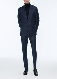 Costume ajusté et boutonné en laine - Saphir