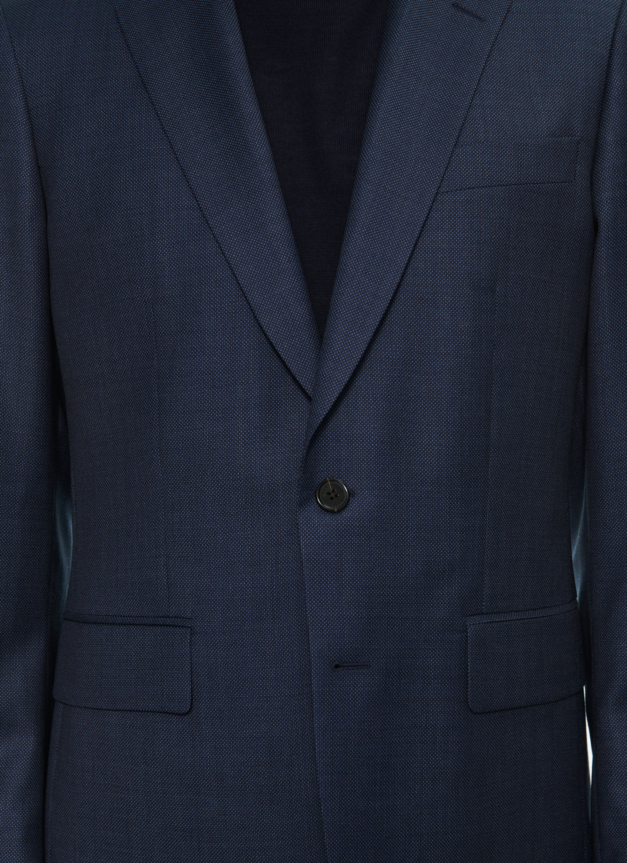 Costume ajusté et boutonné en laine - Saphir