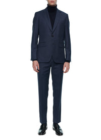 Costume ajusté et boutonné en laine - Saphir