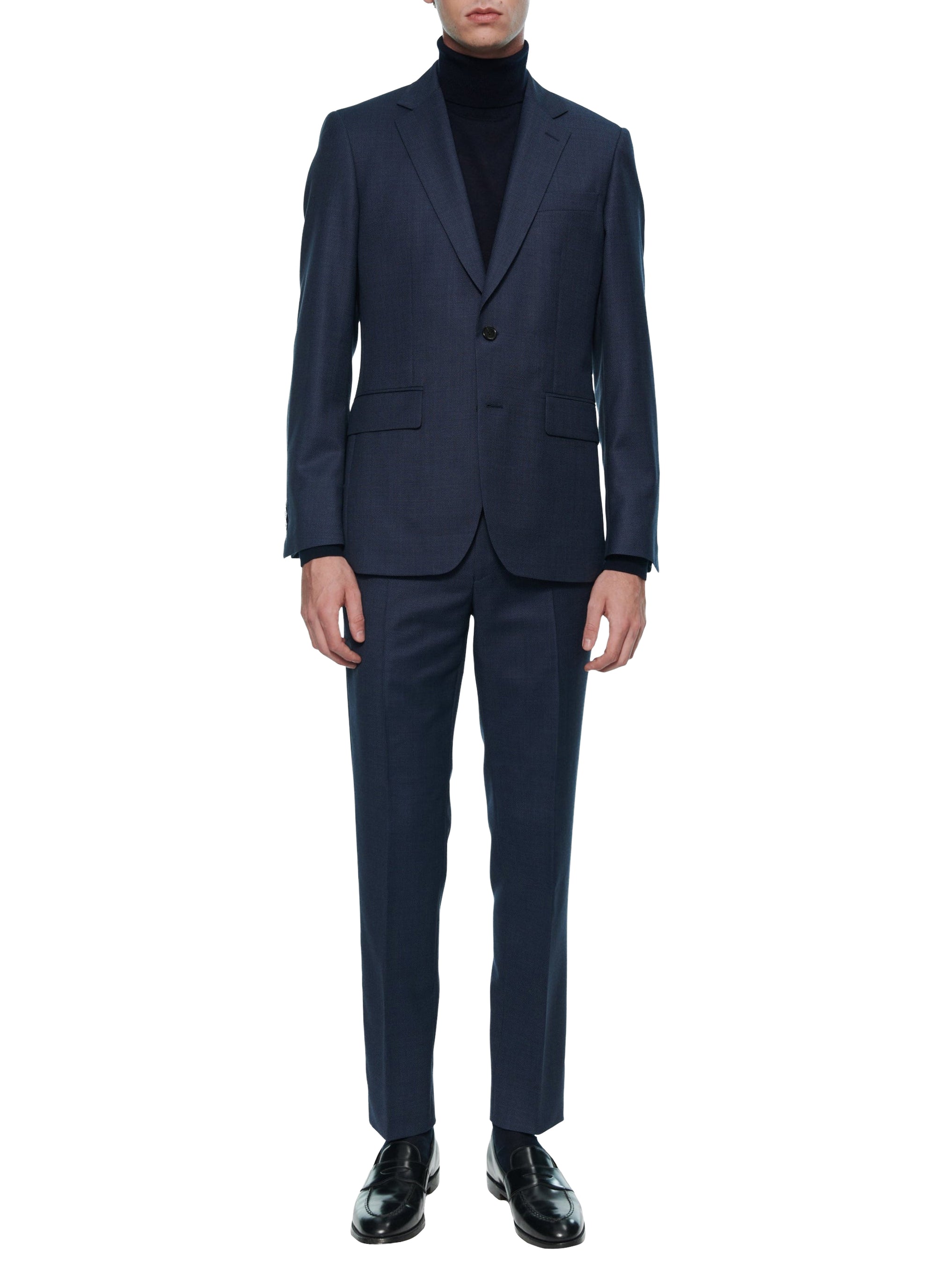 Costume ajusté et boutonné en laine - Saphir