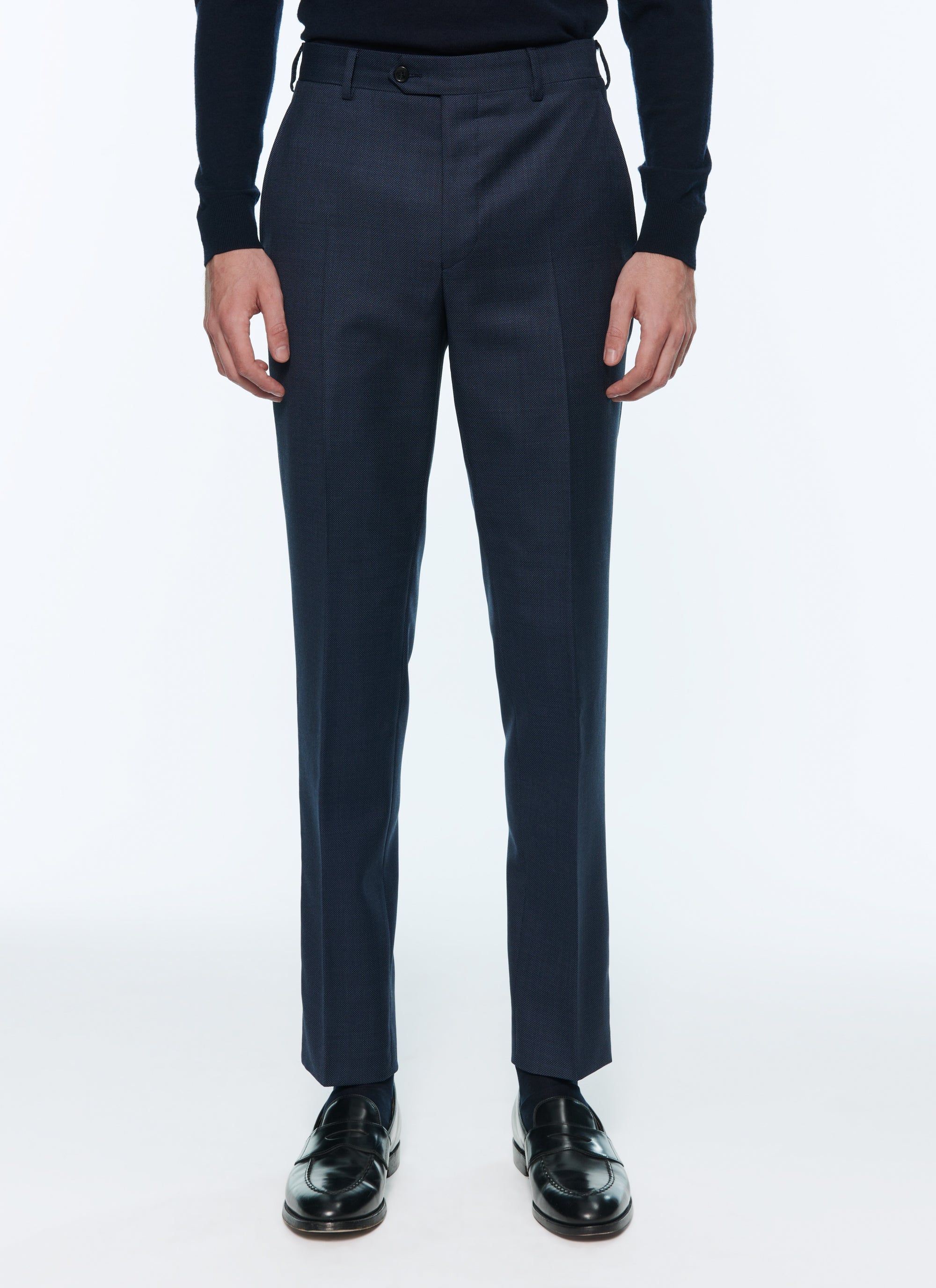 Costume ajusté et boutonné en laine - Saphir