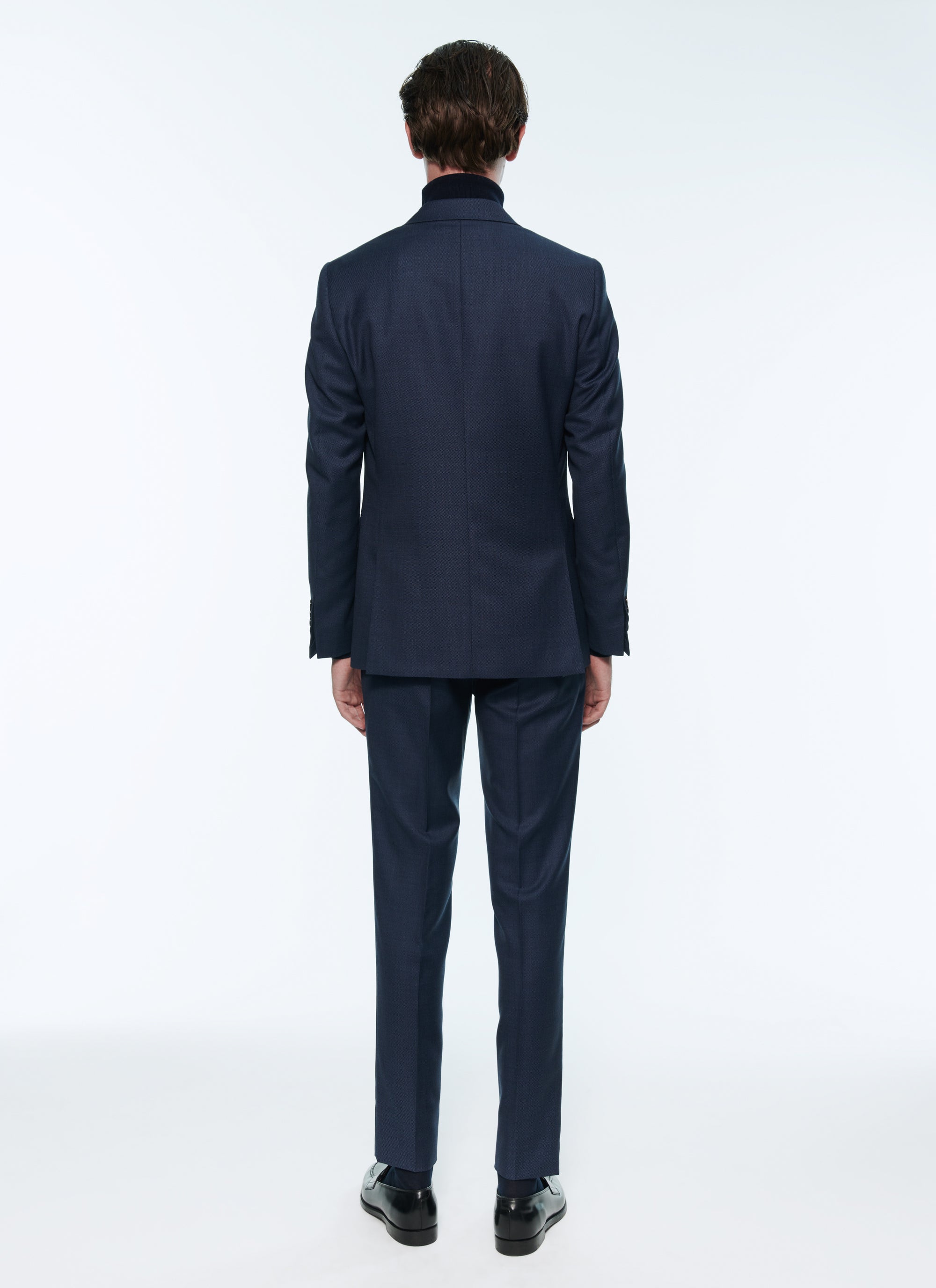 Costume ajusté et boutonné en laine - Saphir