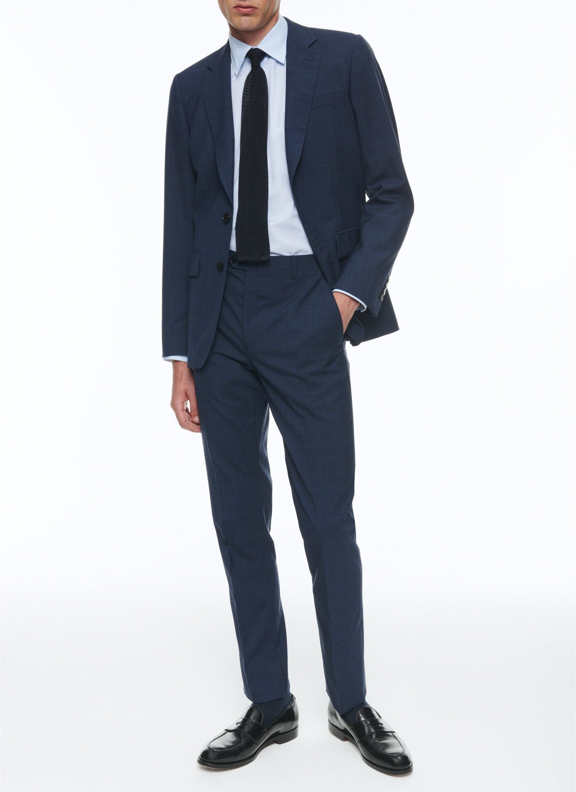 Costume ajusté et boutonné en laine - Petrole