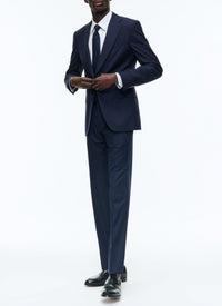 Costume droit à rayures en laine - Marine