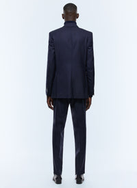Prince of Wales suit in wool canvas - Navy Blue