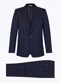 Prince of Wales suit in wool canvas - Navy Blue