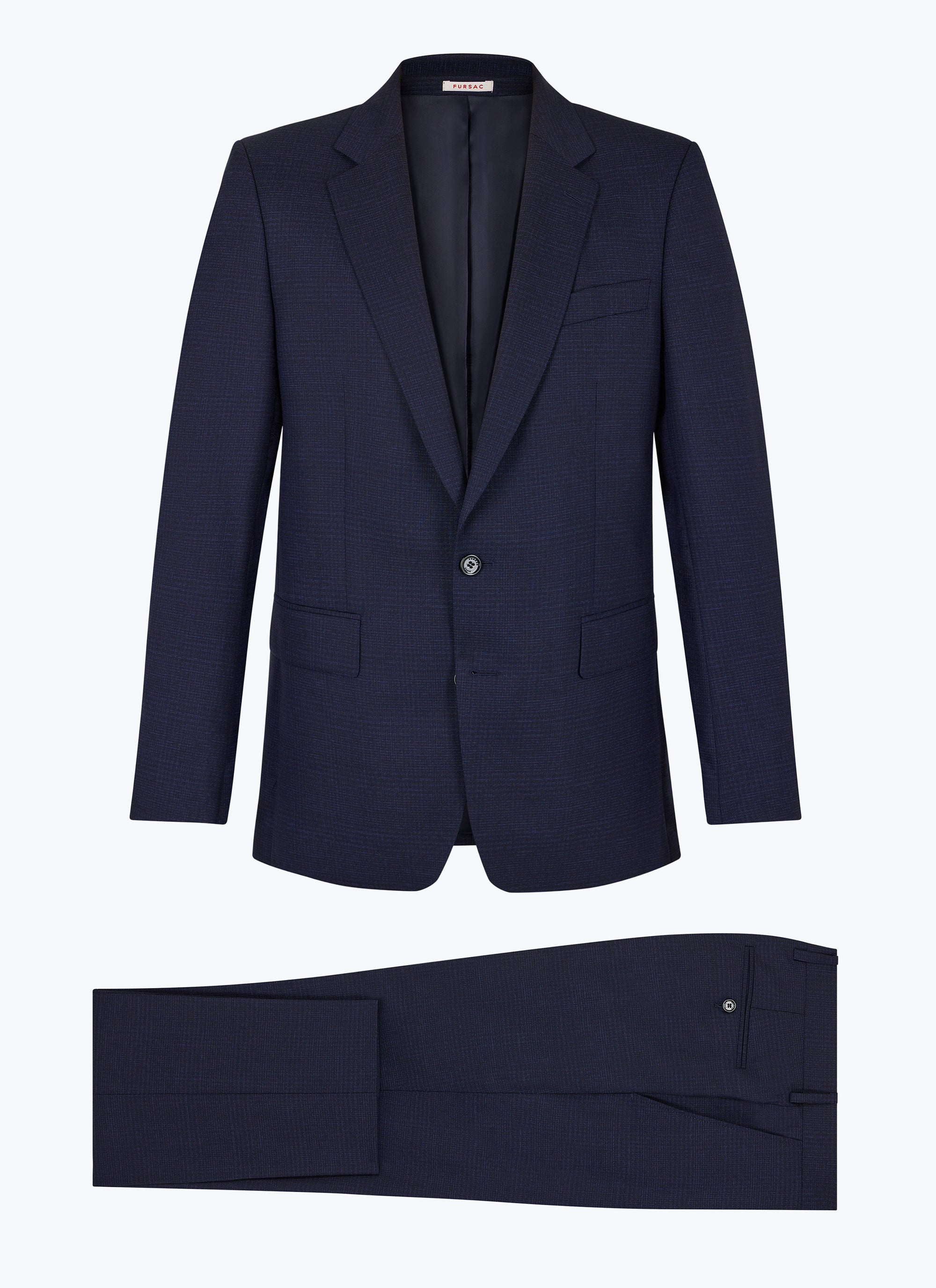 Prince of Wales suit in wool canvas - Navy Blue