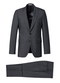 Fitted, buttoned wool suit - Medium Grey