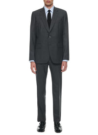 Fitted, buttoned wool suit - Medium Grey