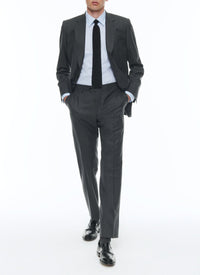 Fitted, buttoned wool suit - Medium Grey