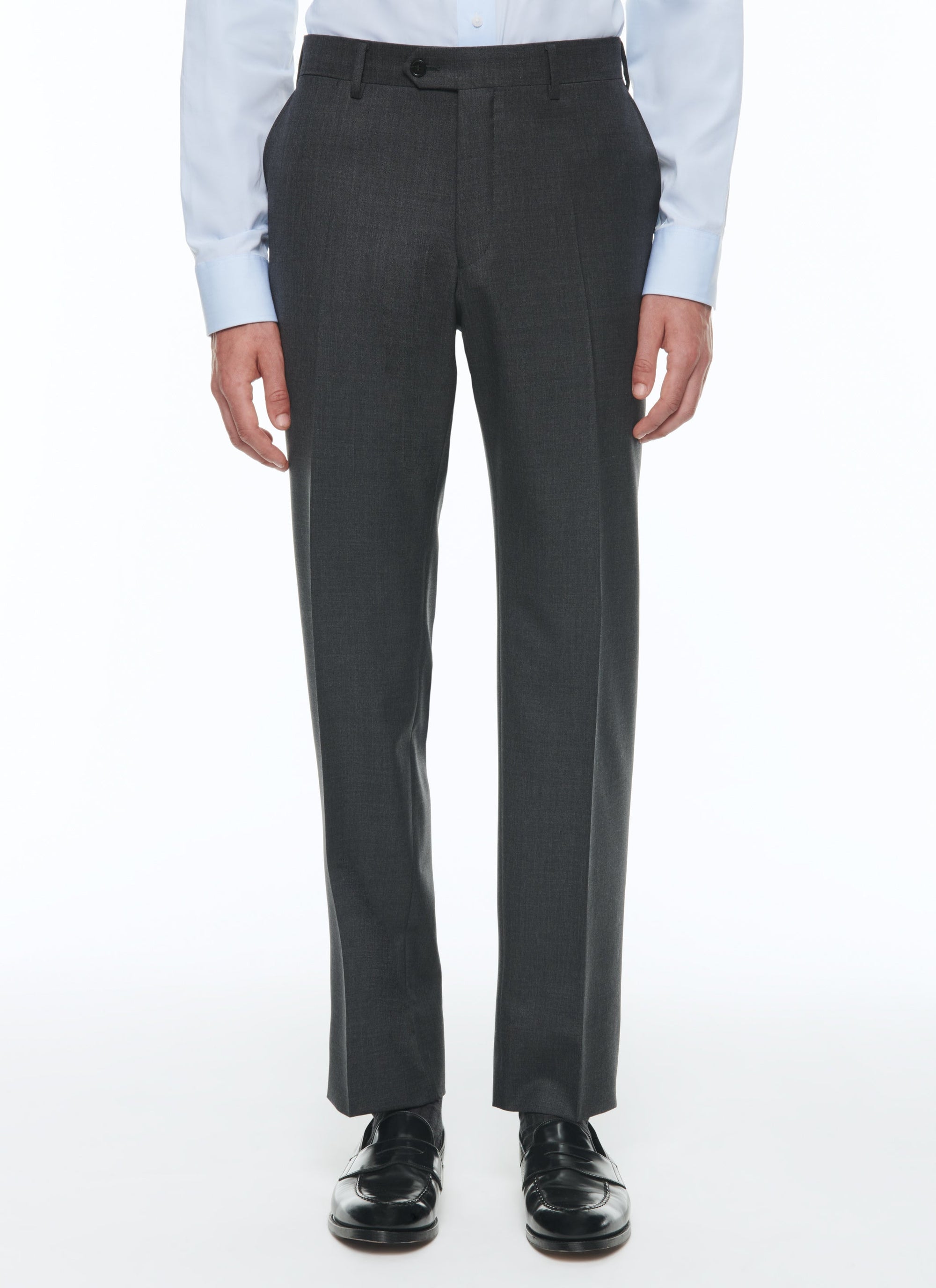 Fitted, buttoned wool suit - Medium Grey
