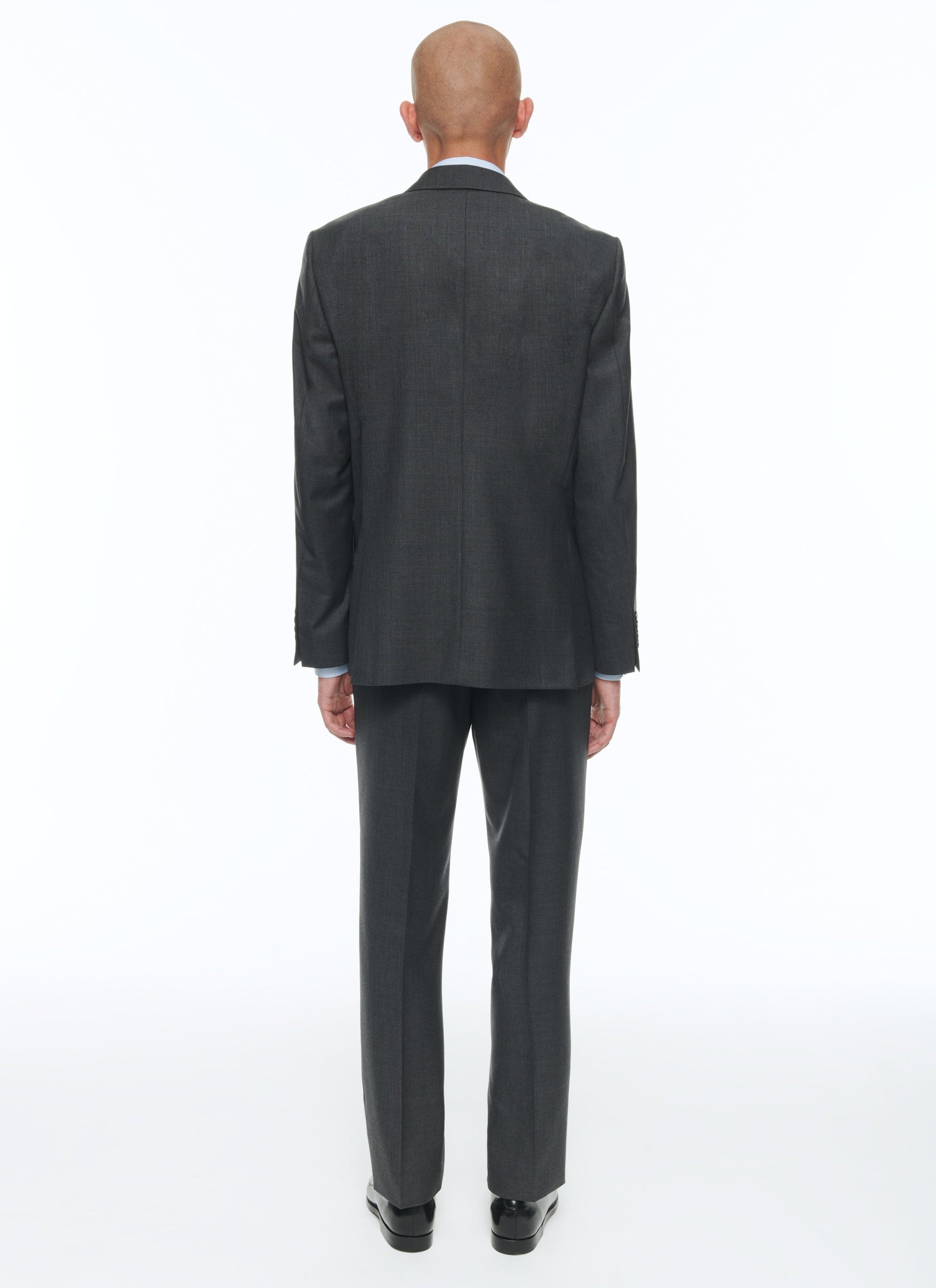 Fitted, buttoned wool suit - Medium Grey