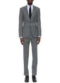 Costume ajusté et boutonné en laine - Cendre