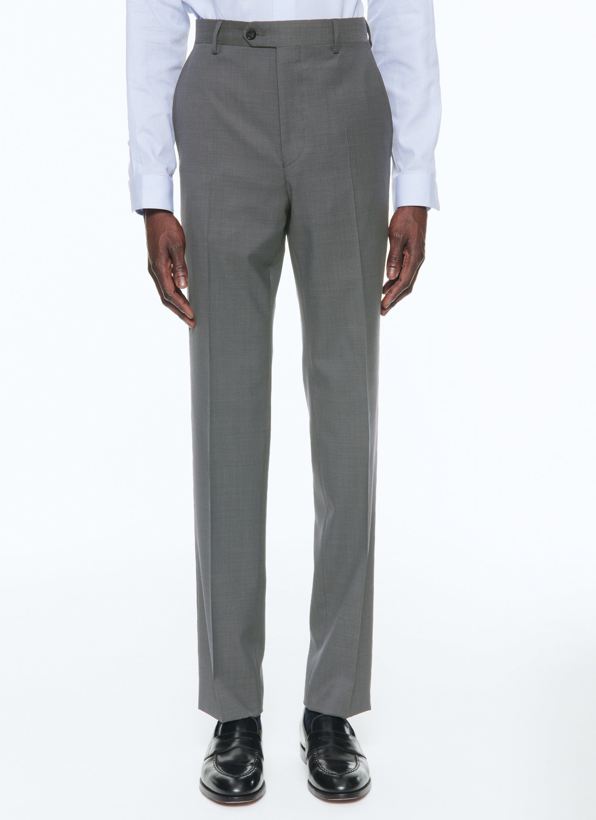 Costume ajusté et boutonné en laine - Cendre