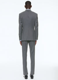Costume ajusté et boutonné en laine - Cendre