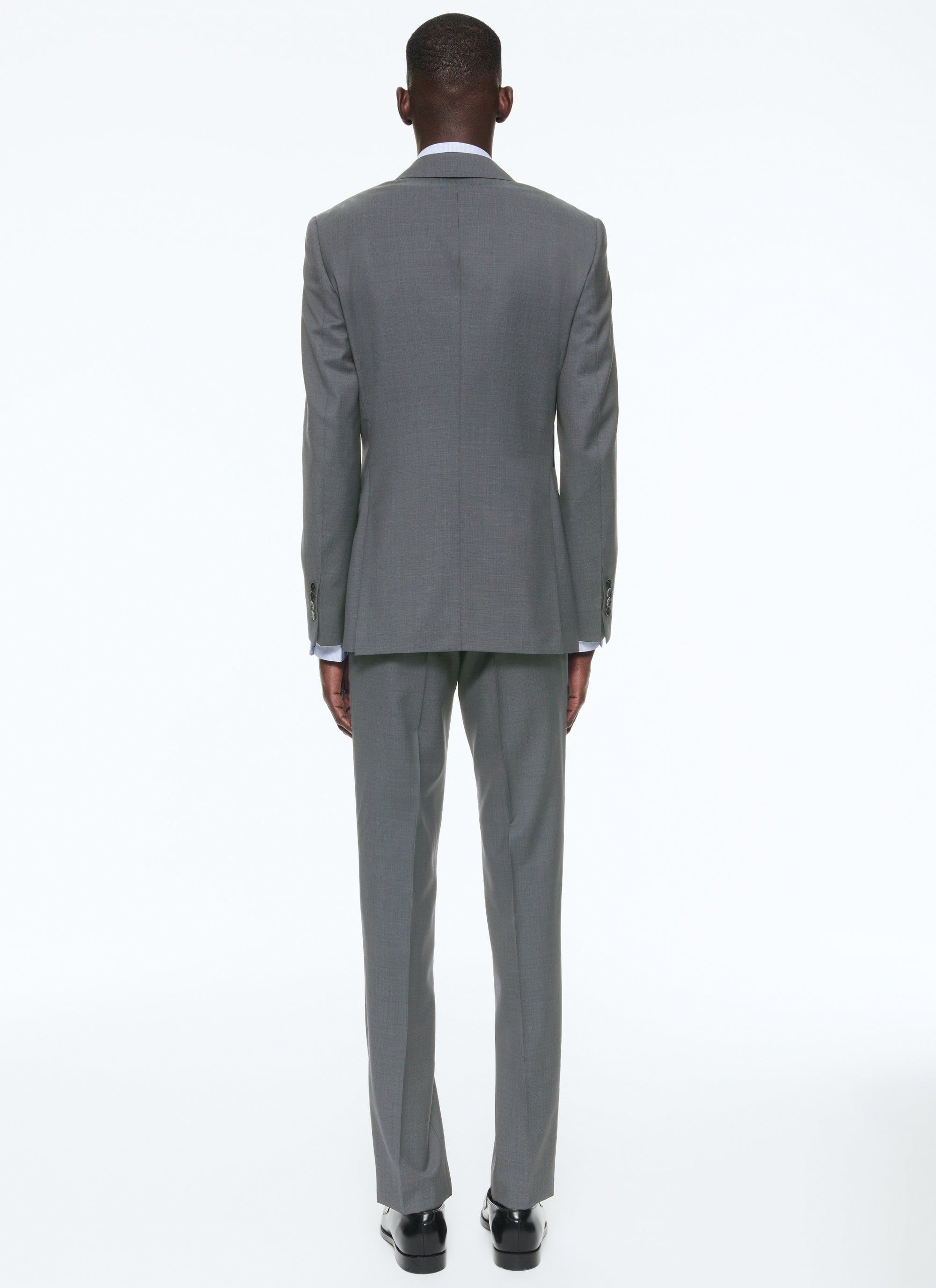 Costume ajusté et boutonné en laine - Cendre