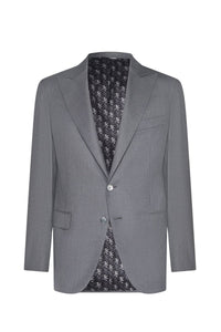 Veste de costume à poche passepoilées en laine - Gris