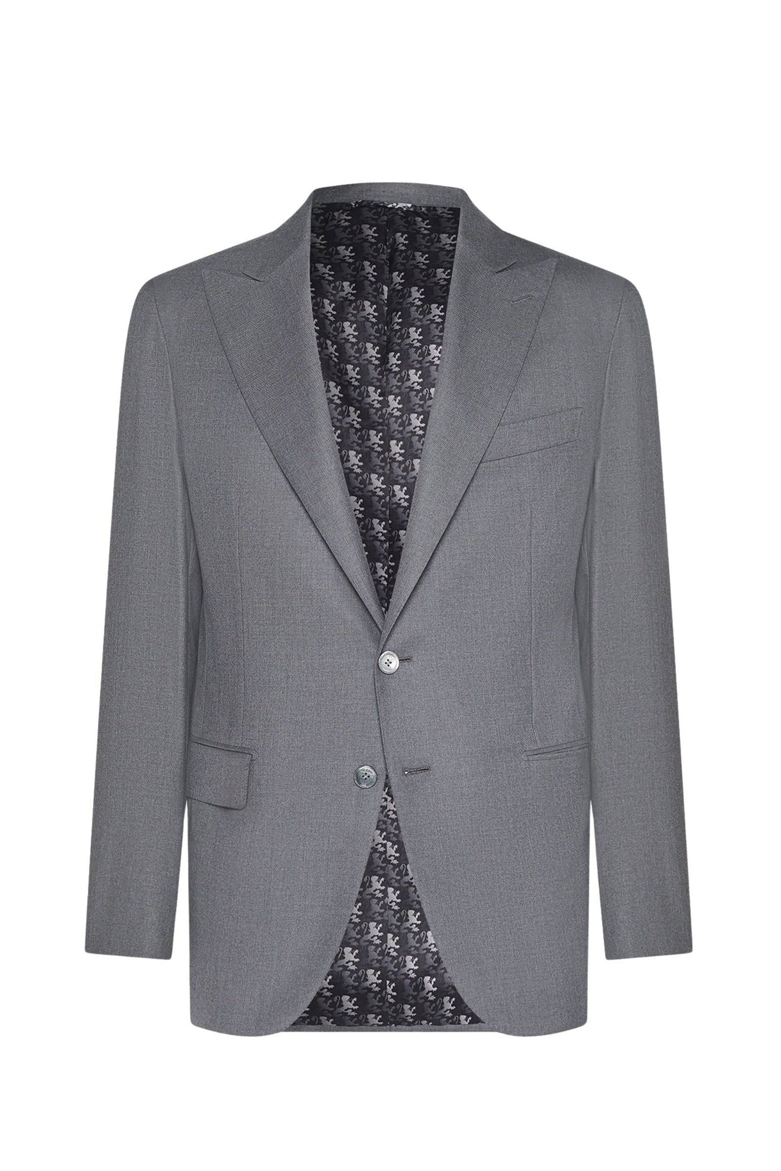 Veste de costume à poche passepoilées en laine - Gris