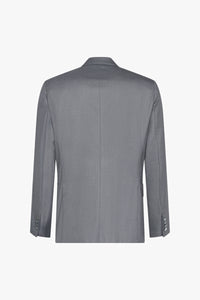 Veste de costume à poche passepoilées en laine - Gris