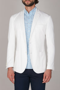Blazer à simple boutonnage coupe structurée en soie mélangée - Blanc