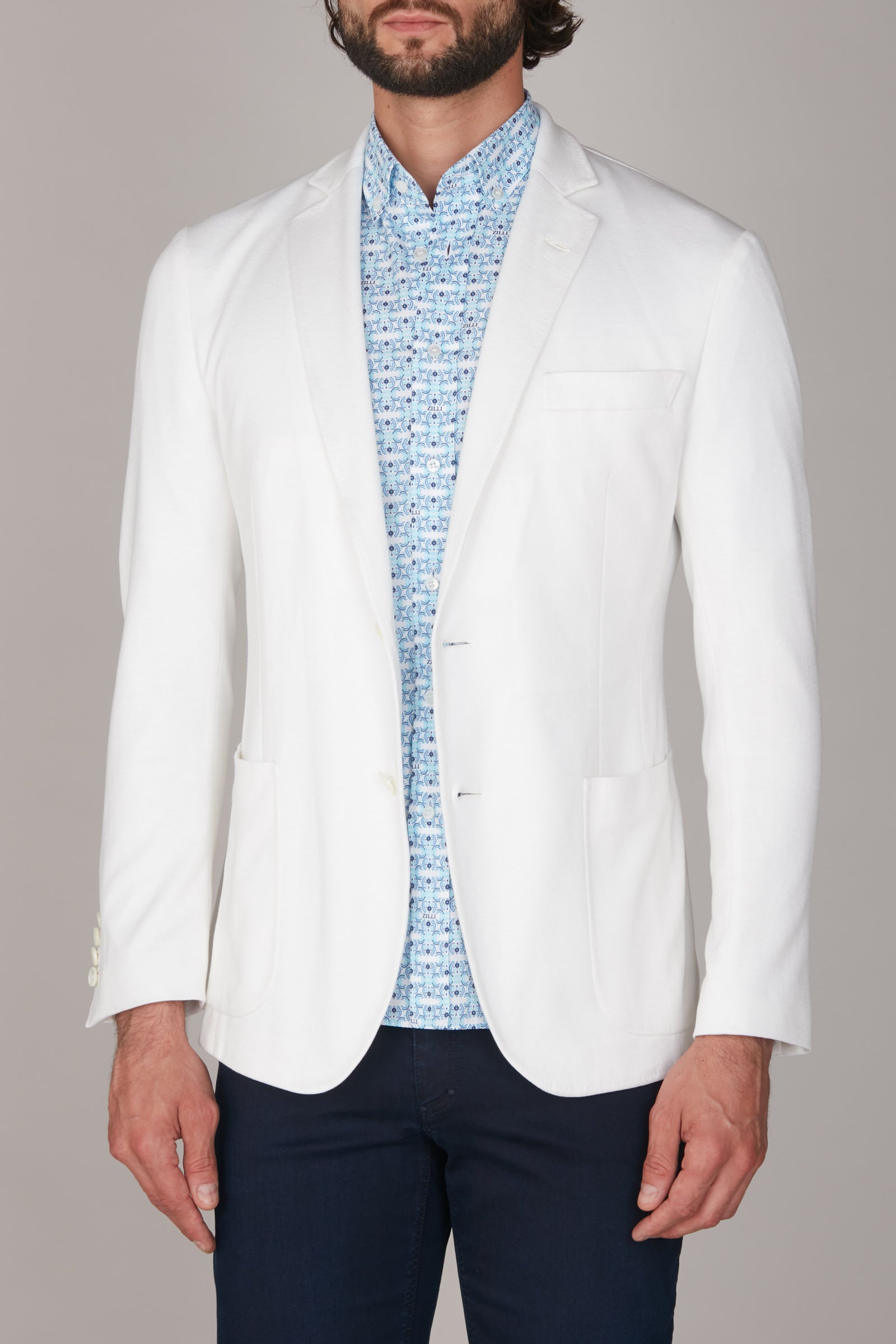Blazer à simple boutonnage coupe structurée en soie mélangée - Blanc