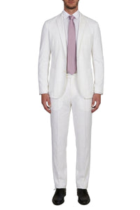 Blazer à simple boutonnage coupe structurée en soie mélangée - Blanc