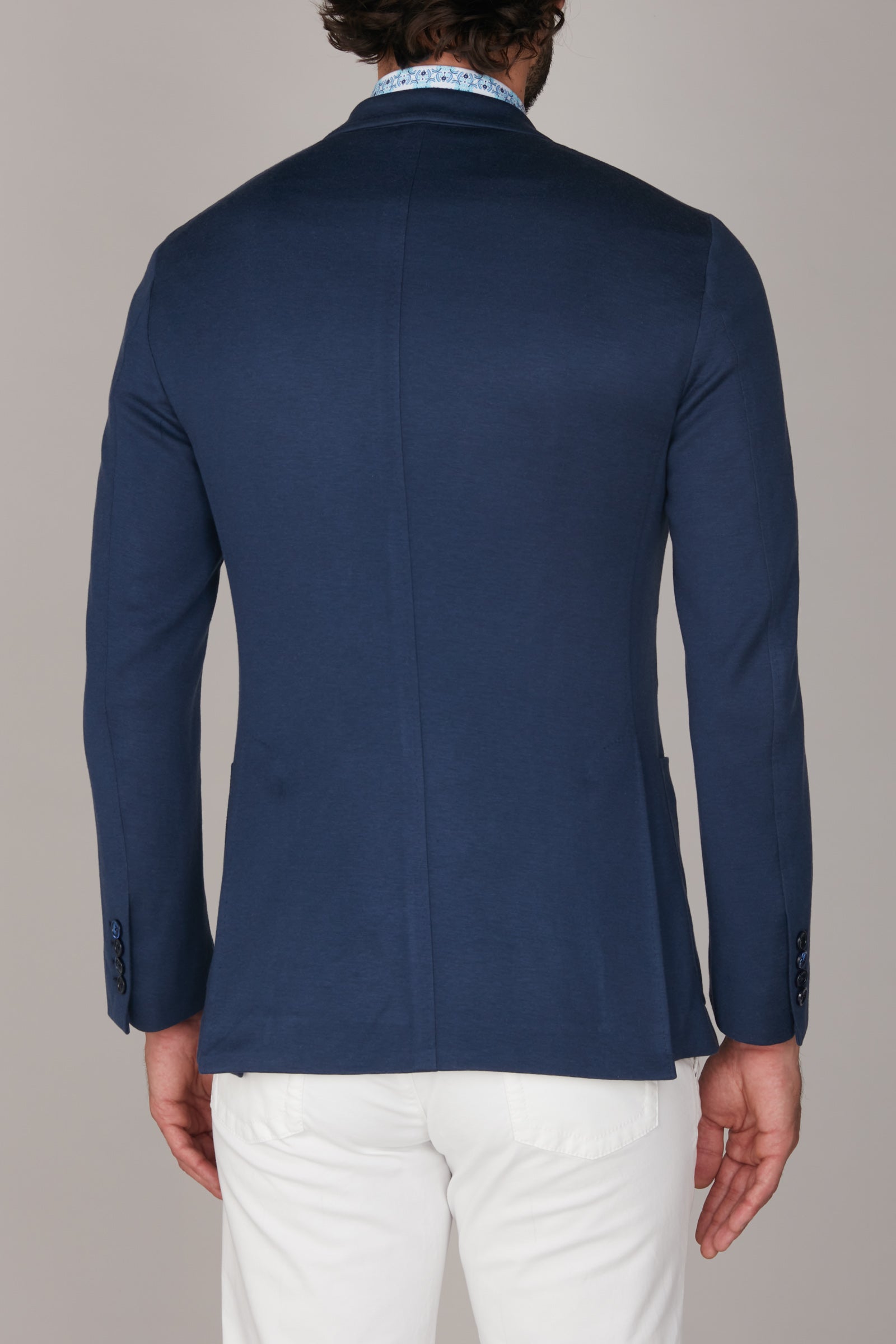 Blazer à surpiqûres en soie mélangée - Bleu
