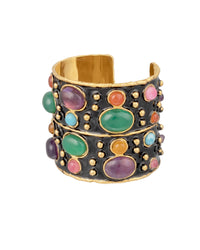 Manchette Byzance dorée à l'or fin et multipierres - Multicolor