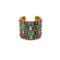 Manchette Byzance dorée à l'or fin et multipierres - Multicolor