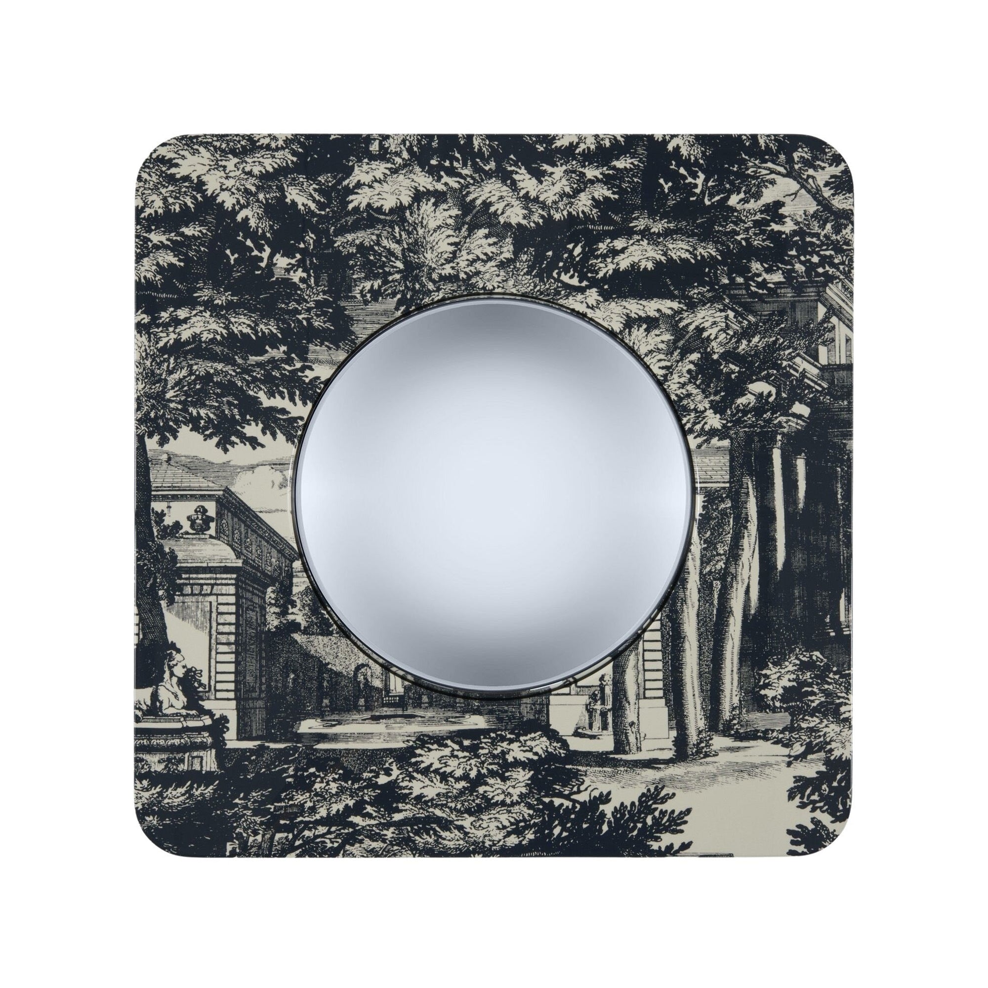18th century Jardin frame with convex mirror - Blue & Ivory