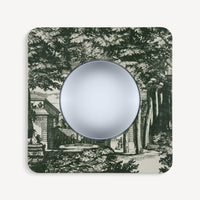 18th century Garden frame with convex mirror - Green & Ivory