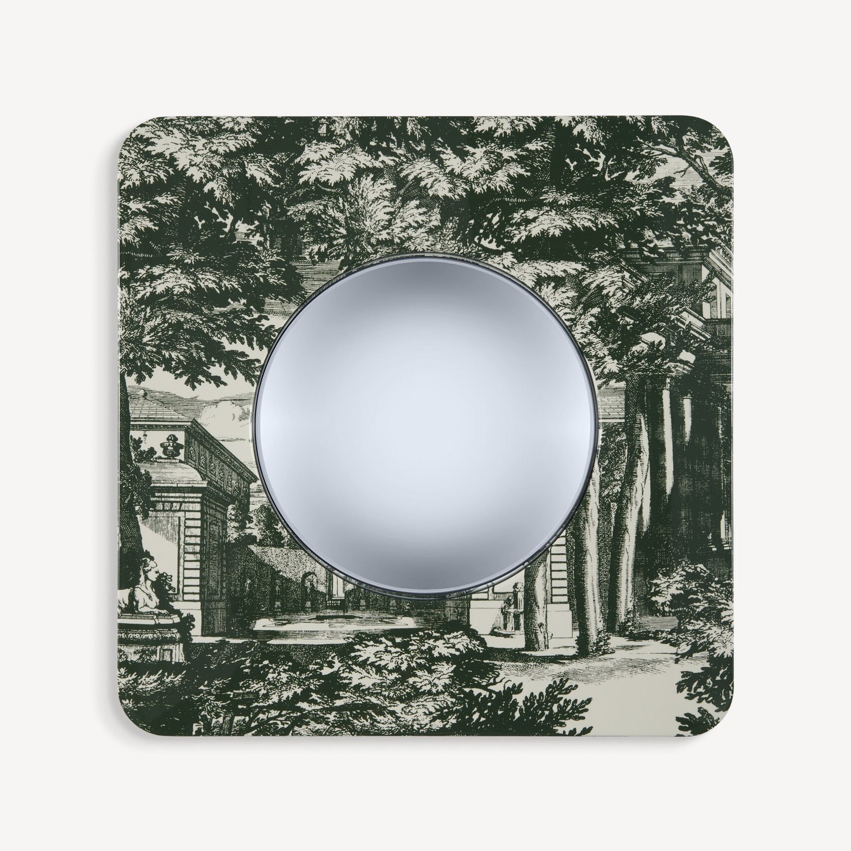 18th century Garden frame with convex mirror - Green & Ivory