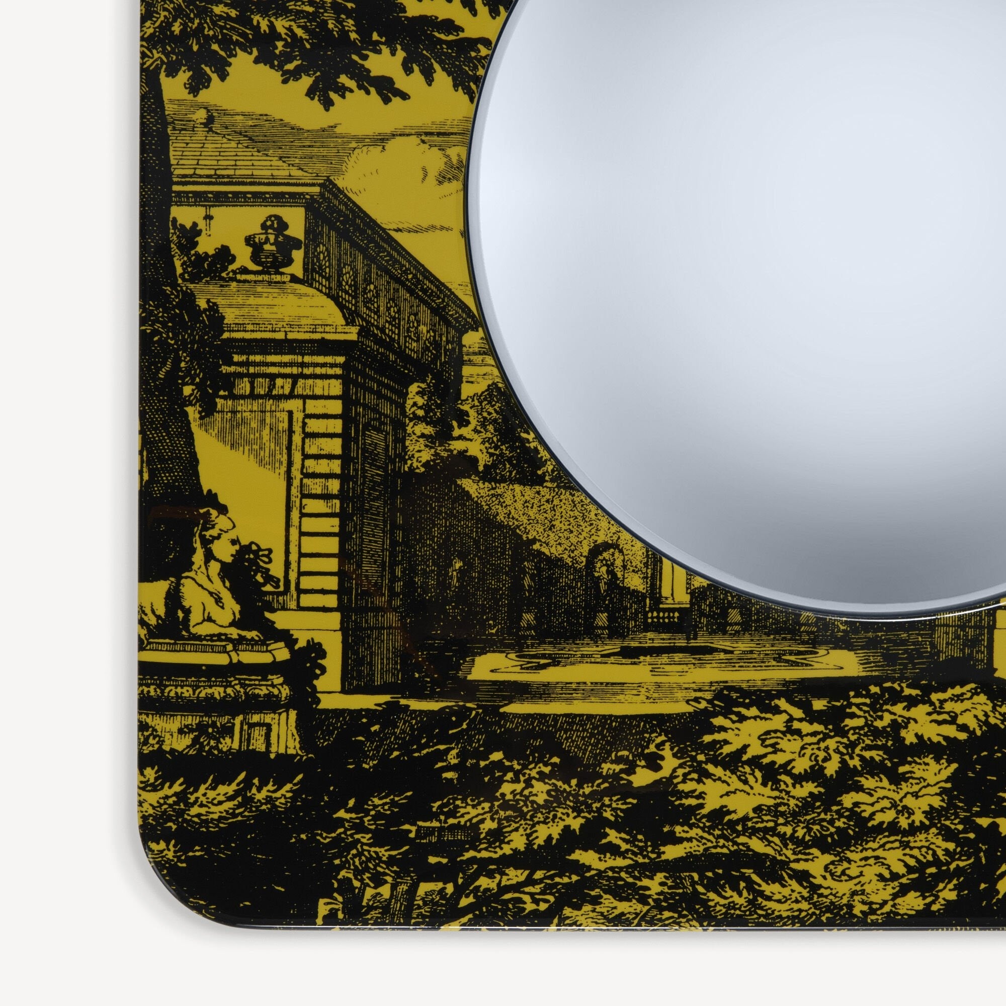 Frame with 18th century Jardin convex mirror - Black & Yellow