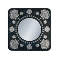 Frame with flat mirror Giro di conchiglie - Silver & Blue
