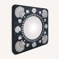 Frame with flat mirror Giro di conchiglie - Silver & Blue