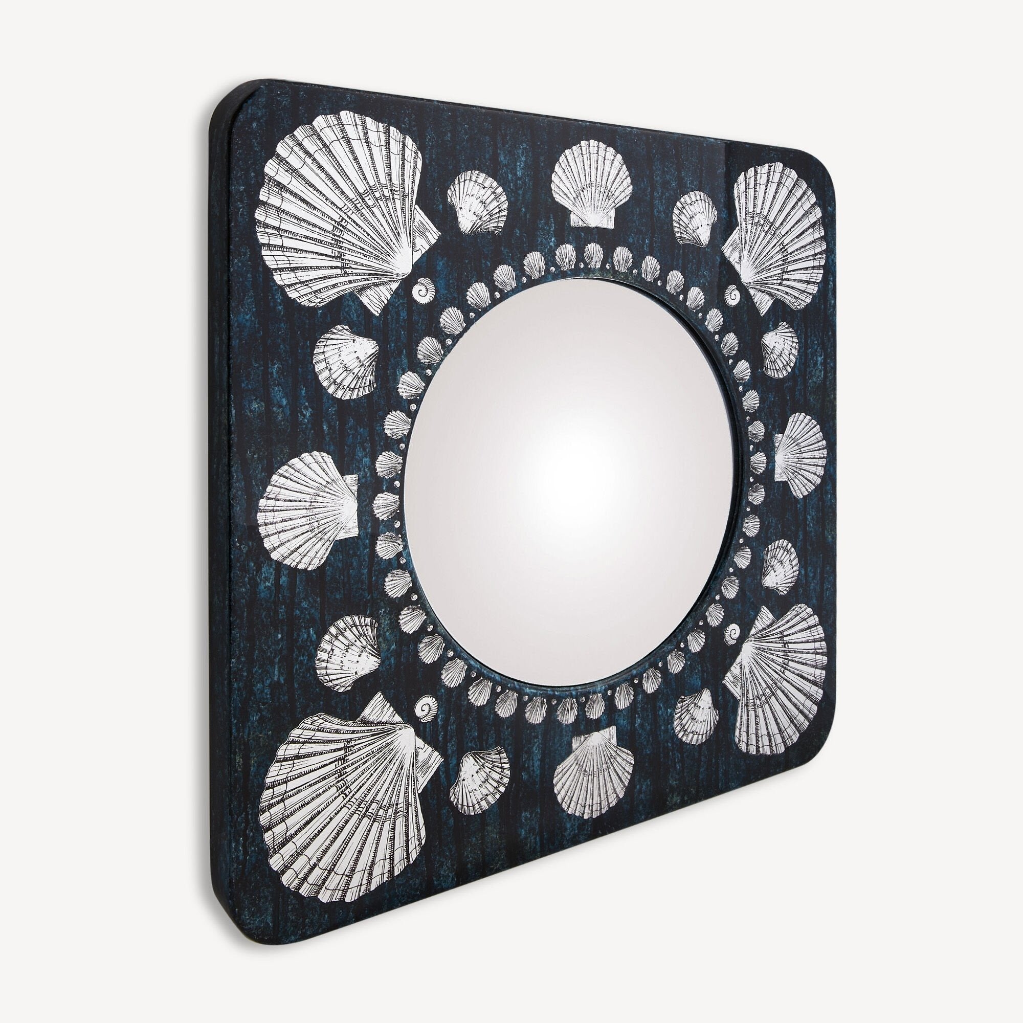 Frame with flat mirror Giro di conchiglie - Silver & Blue