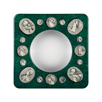 Frame with convex mirror Cammei - Green & Black & White