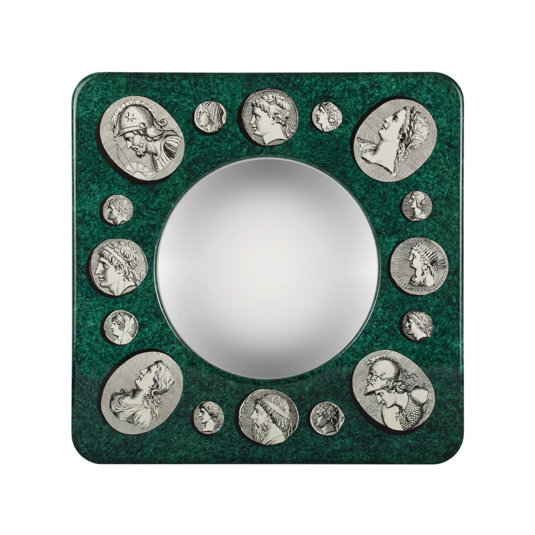 Frame with convex mirror Cammei - Green & Black & White