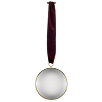 Magico convex mirror with brass velvet ribbon - Red & Gold