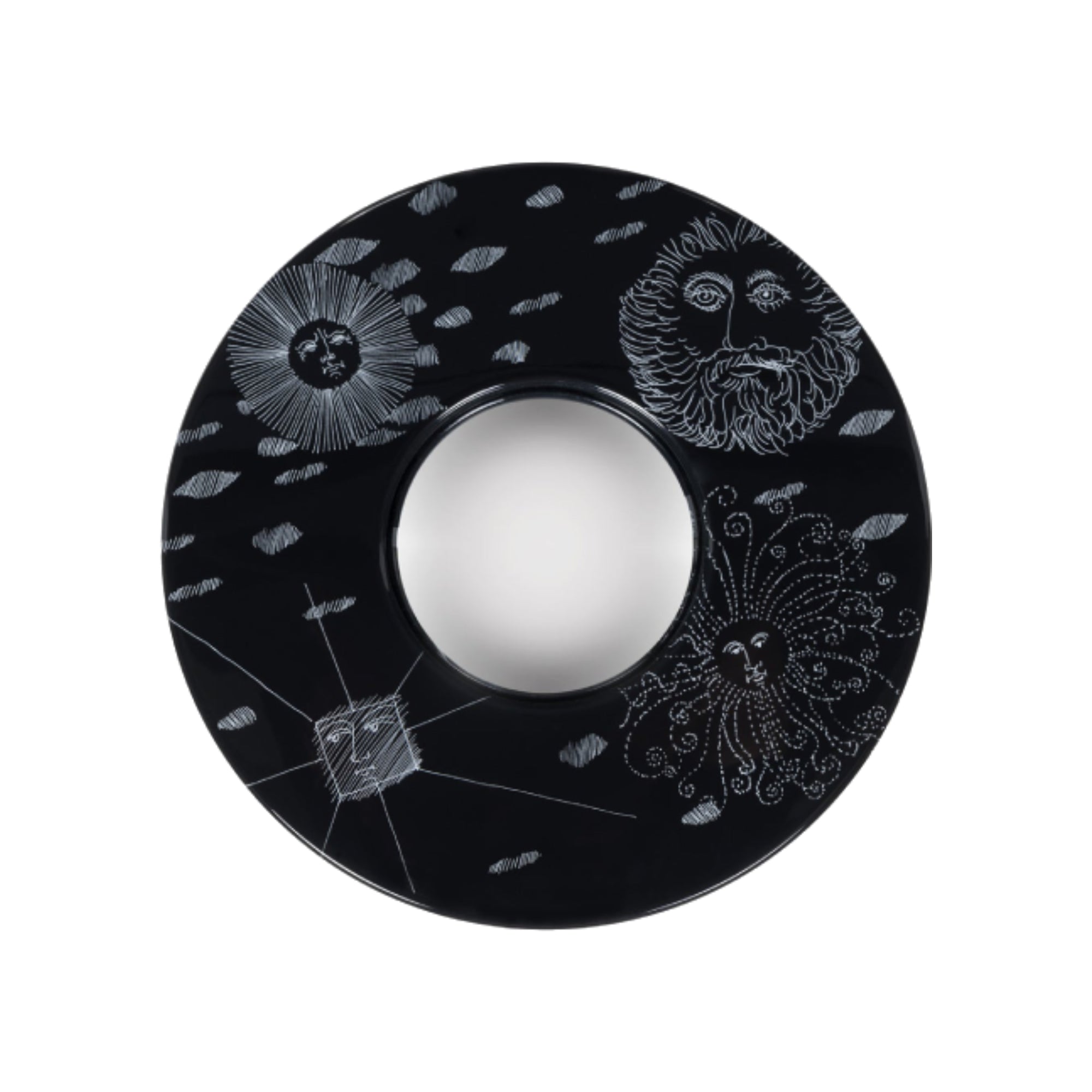 Frame with Solitario convex mirror - White & Black