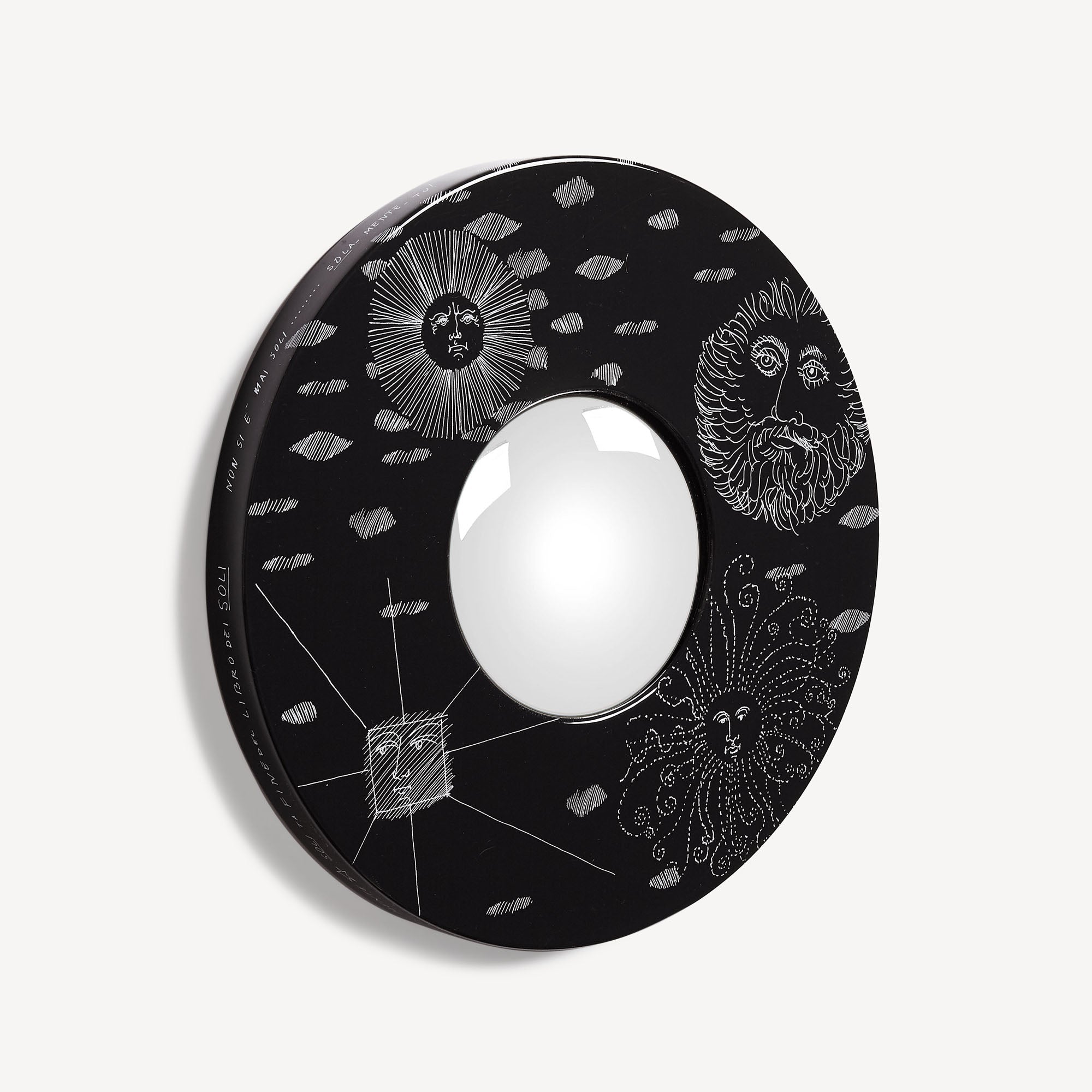 Frame with Solitario convex mirror - White & Black
