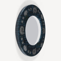 Frame with convex mirror Giro di conchiglie - Silver & Blue
