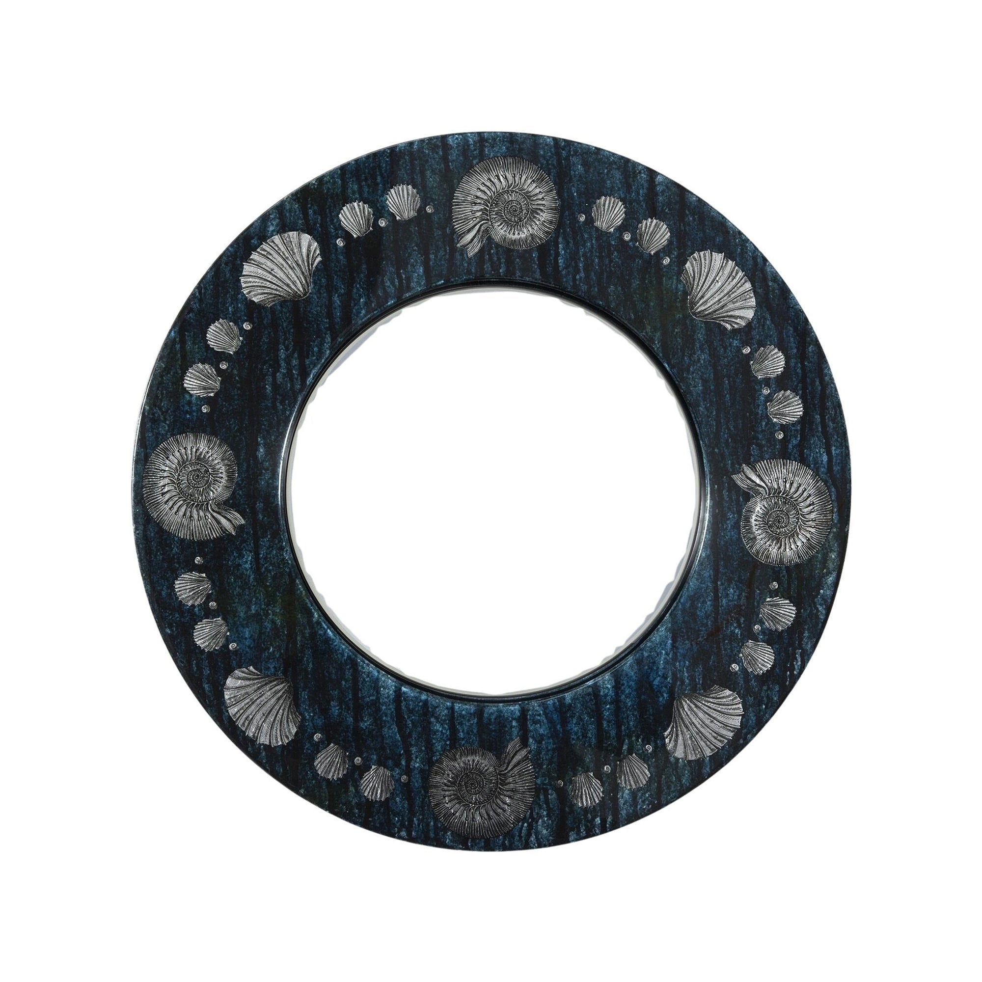Frame with flat mirror Giro di conchiglie - Silver & Blue