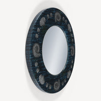 Frame with flat mirror Giro di conchiglie - Silver & Blue